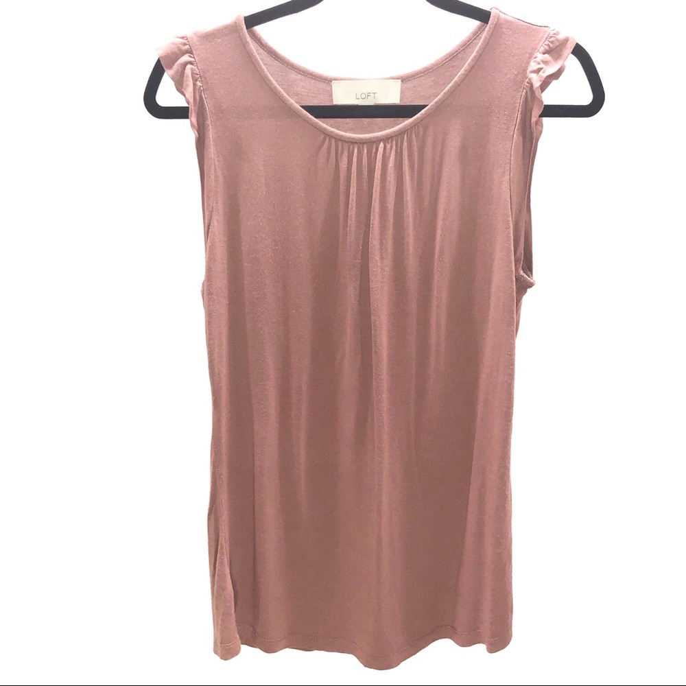 Ann Taylor Loft flutter cap sleeve top in rose